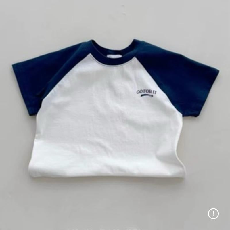 Two Piece 'Go For It' Shorts and T-Shirt Set in Navy Blue and White