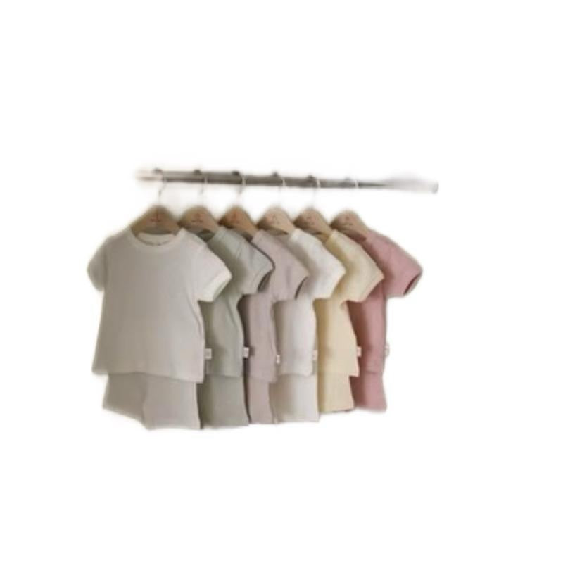 Girls heart pointelle two piece shorts & T shirt set