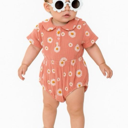 Pink flower print two piece summer set