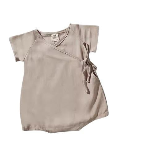 Linen blend wrap romper