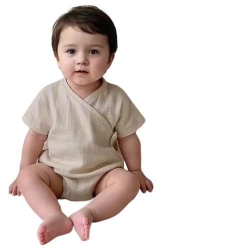 Linen blend wrap romper